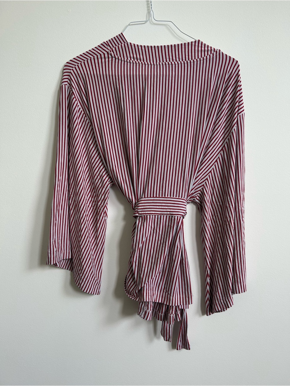 LAKE Pajama Red and White Striped Wrap Kimono Top XL - Picture 10 of 10